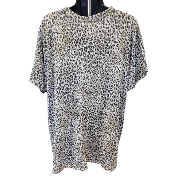 Lilypad Top Leopard Print Cutout Neck Top Womens Size L - Picture 2 of 7